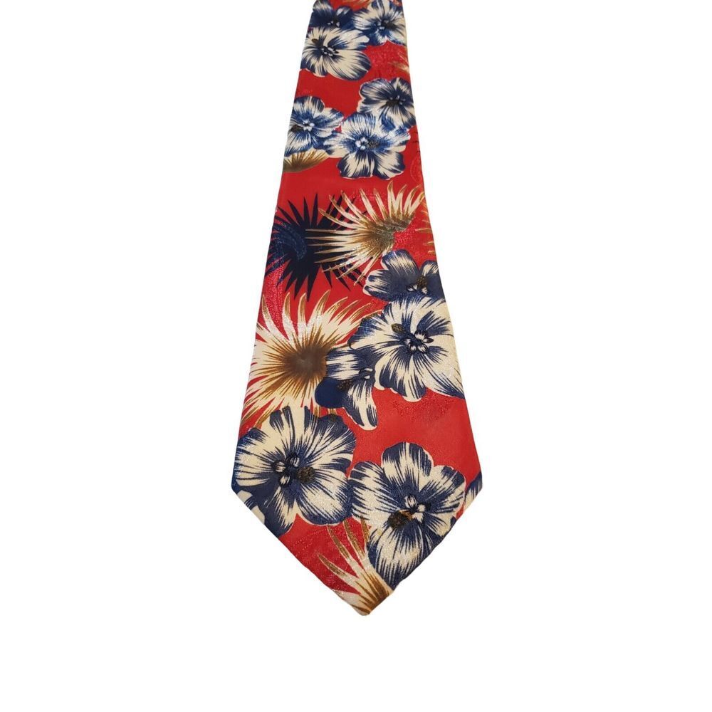 Wembley Starshine Prints Neck Tie Red Floral‎ Hawaiian Nature Boho Vacation